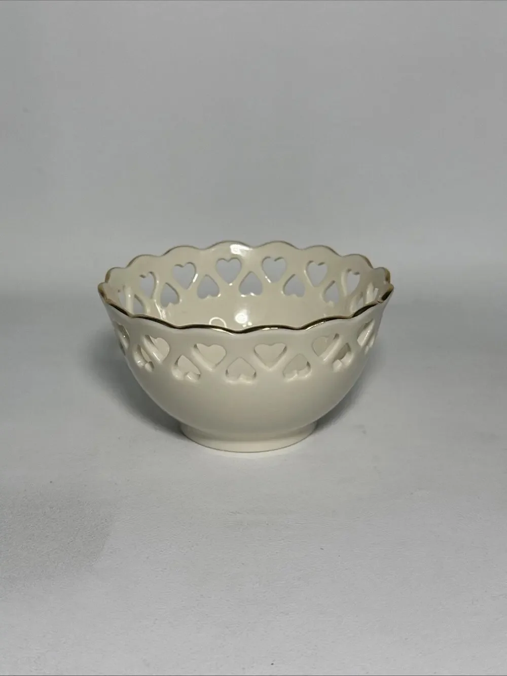 Lenox Footed Bowl Heart Collection Gold Trim Rose 4.25x2.25” Classic Beautiful
